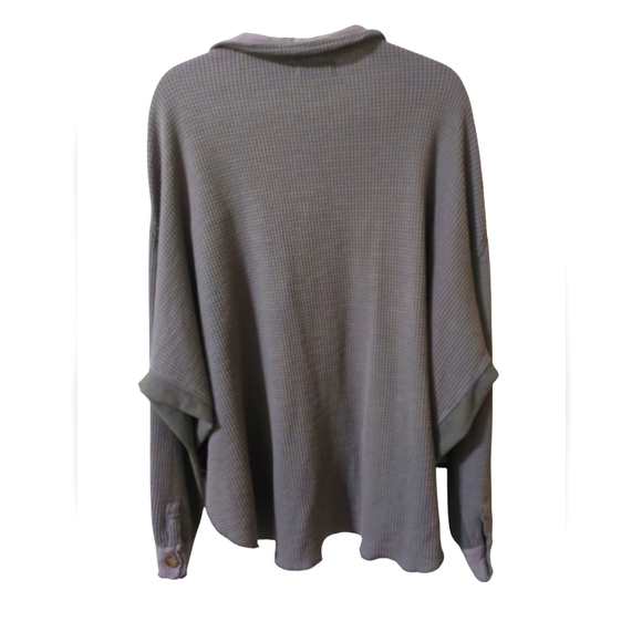 Shop Talulah Oversized Button Down Thermal Stone Washed Gray Shacket - Picture 7 of 11